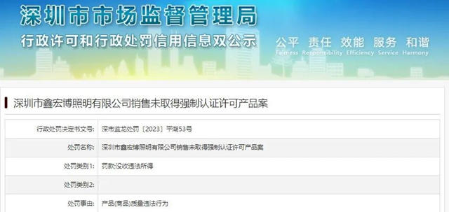 深圳两家照明企业被罚