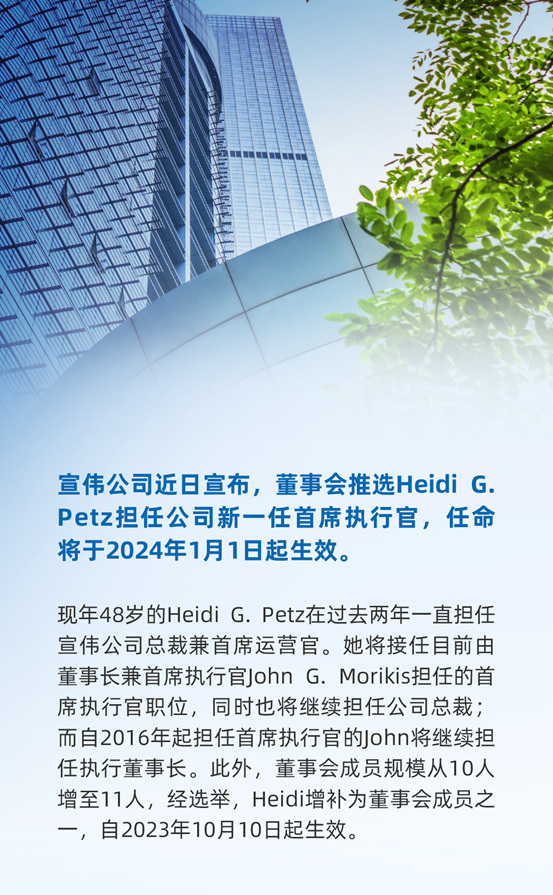 宣伟任命Heidi G. Petz为新任全球首席执行官