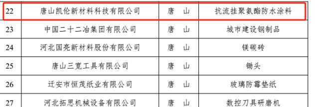 凯伦抗流挂聚氨酯防水涂料荣膺“河北省制造业单项冠军产品”