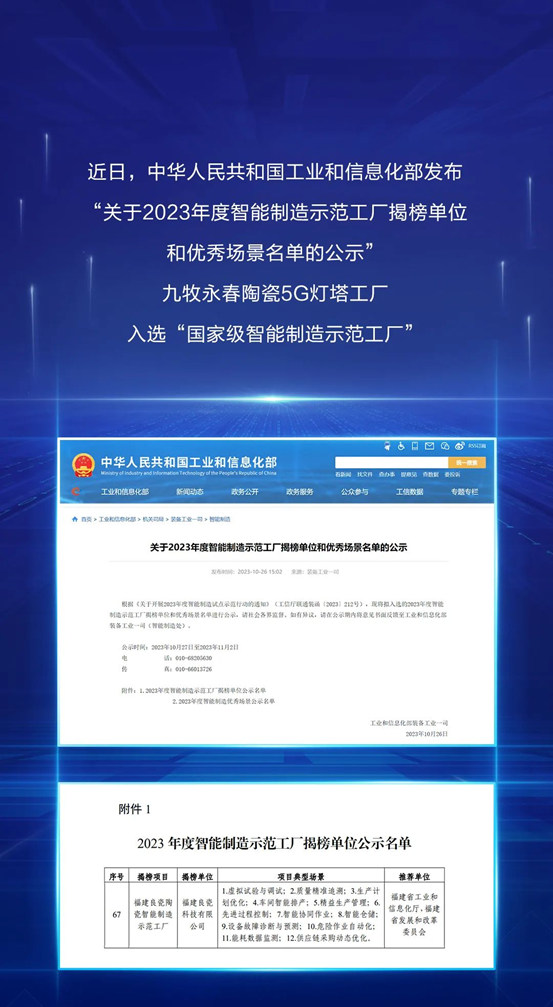 实至名归！九牧入选国家级智能制造示范工厂