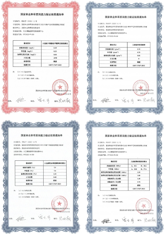 大王椰研究院获得林产品检测4项能力验证结果满意