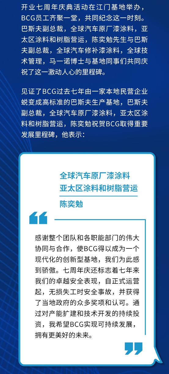 巴斯夫涂料（广东）有限公司庆祝开业七周年暨财神项目机械竣工