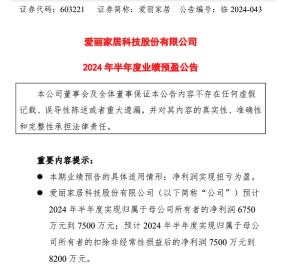 一上市家居企业上半年净利润疯狂增长88倍