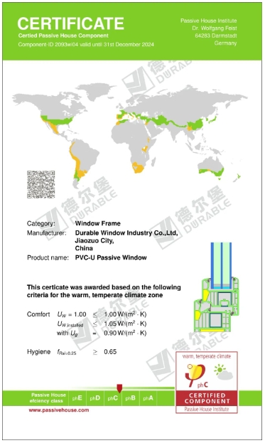德尔堡窗业有限公司荣获德国PHI被动房技术资格认证证书！
