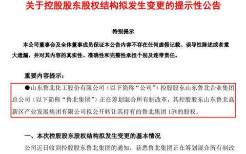 中国化工500强企业的控股权，国资欲主动放弃