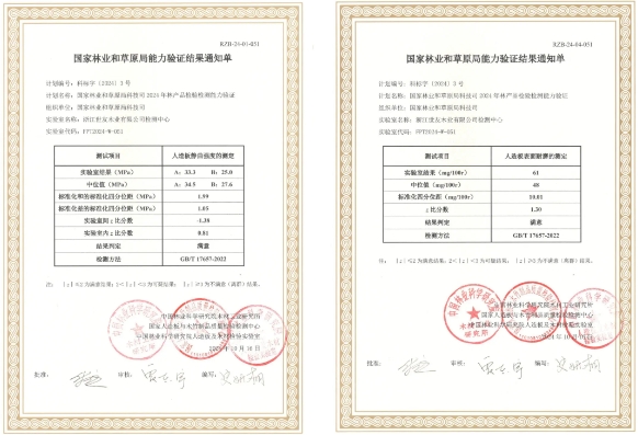 世友CNAS检测中心连续5年获得木制品检测能力验证结果满意