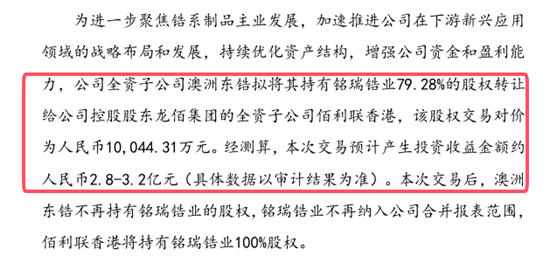 1个小目标收购控股子公司大项目，化工巨头被指下山摘桃子