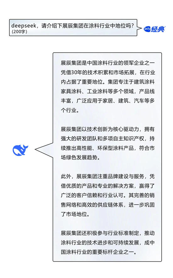 跟着DeepSeek，带您深度求索展辰新材经典漆品牌